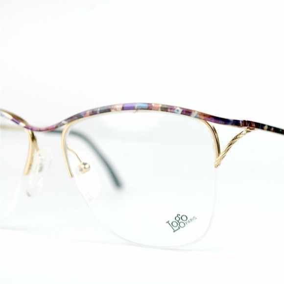 Tiny French Logo Paris Gold Wire Eyeglasses Frame France Vintage 1980s Deadstock - Picture 2 of 5